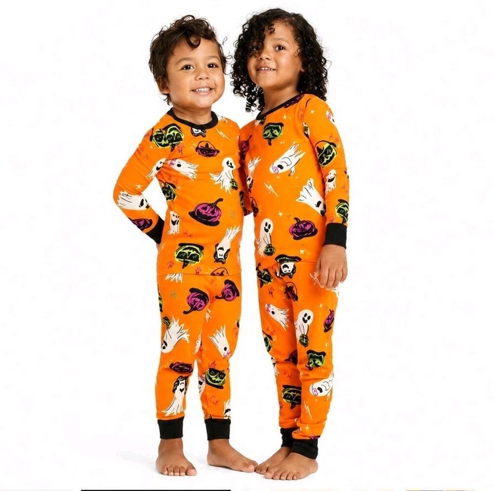 Hyde & EEK! Glow In The Dark Halloween Pajamas 12M Infant Orange Ghost Pumpkin